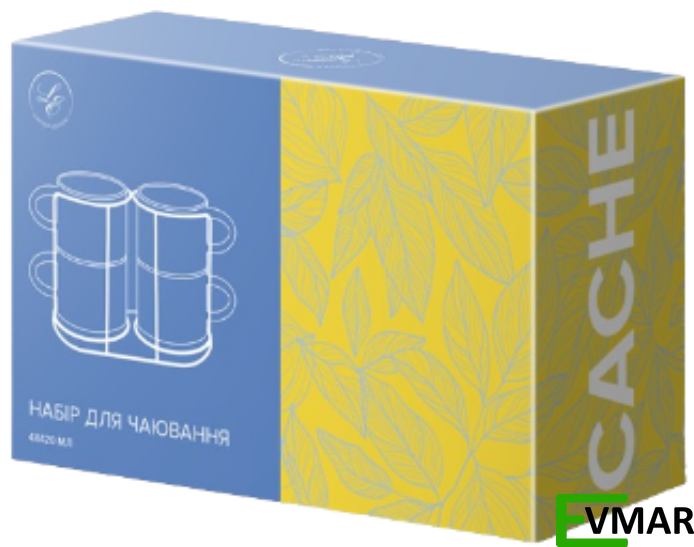 Набір чашок Limited Edition CACHE, 420 мл, 4 шт. + підставка (23N-1014) 23N-1014 фото