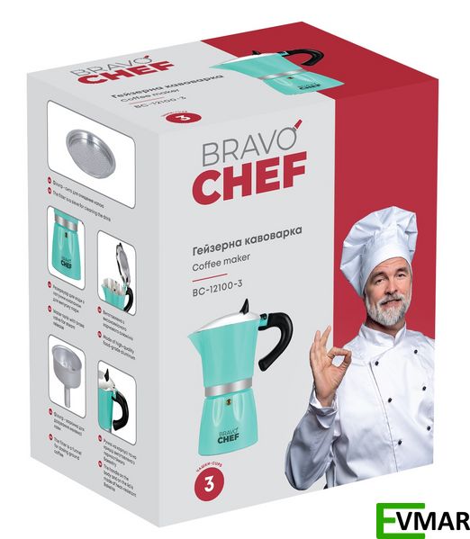 Гейзерна кавоварка BRAVO CHEF, 3 чаш. (BC-12100-3) BC-12100-3 фото