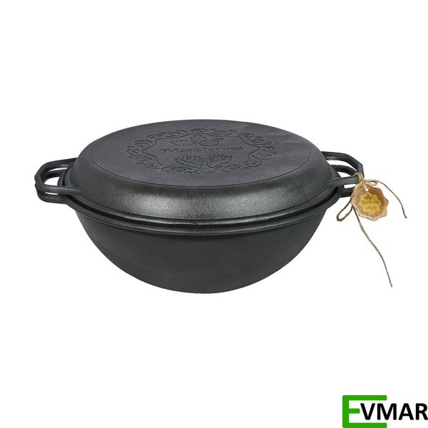 Казан узбецький Maysternya WOK з кришкою-сковородою, 12 л (V12СРWok) V12СРWok фото