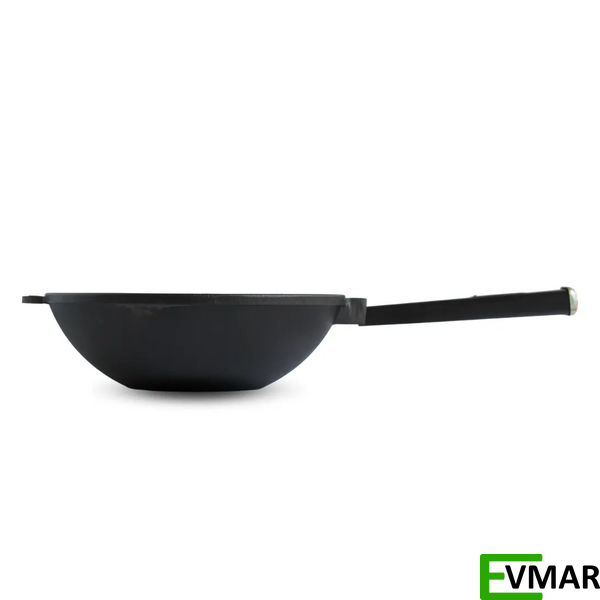 Сковорода чавунна з дерев`яною ручкою Black та скляною кришкою WOK, 2.8 л (W26HP1-6) 1001751 фото