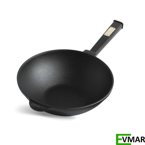Сковорода чавунна з дерев`яною ручкою Black та скляною кришкою WOK, 2.8 л (W26HP1-6) 1001751 фото