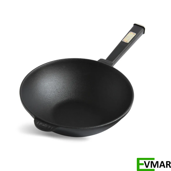 Сковорода чавунна з дерев`яною ручкою Black та чавунною кришкою WOK, 2.8 л (W26HP1-1) W26HP1-1 фото