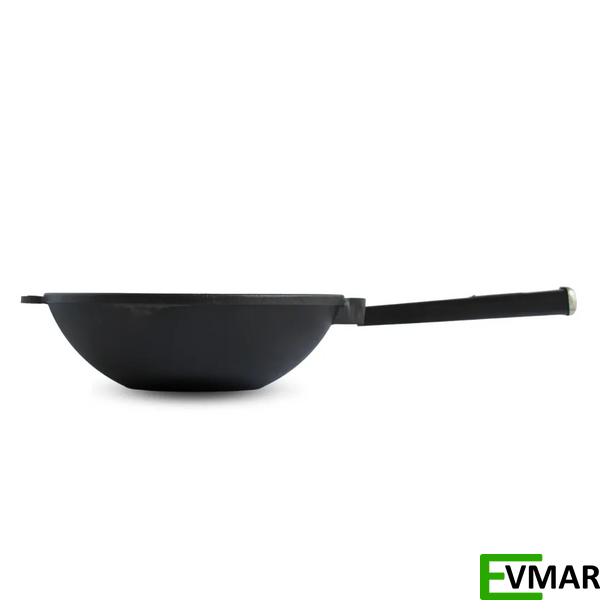 Сковорода чавунна з дерев`яною ручкою Black та чавунною кришкою WOK, 2.8 л (W26HP1-1) W26HP1-1 фото