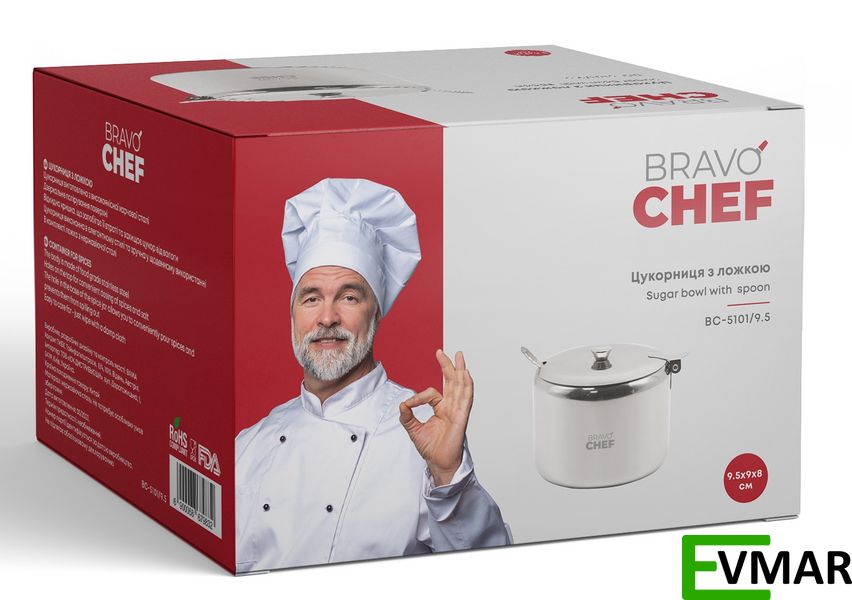 Цукорниця з ложкою BRAVO CHEF, 9.5 см (BC-5101/9.5) BC-5101/9.5 фото