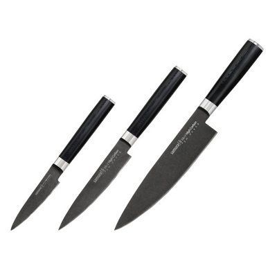 Набір з 3-х кухонних ножів в подарунковій коробці Samura Mo-V Stonewash (SM-0220B) SM-0220B фото
