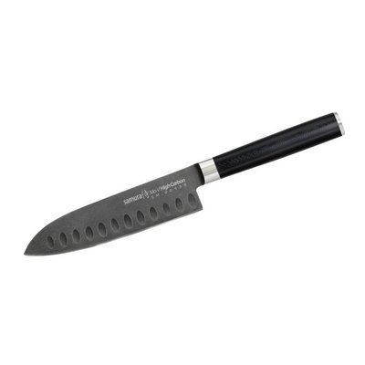 Ніж кухонний Сантоку з жолобчастою лінією леза 138 мм Samura Mo-V Stonewash (SM-0093B) SM-0093B фото